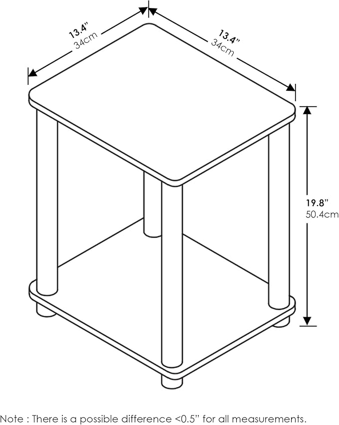 Furinno Modern Grey Side Table, 2-Tier Square Top End Table - Image 2