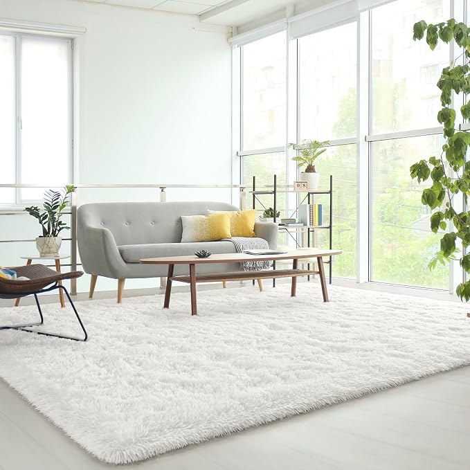 HOMORE 5x7 Area Rug for Living Room, Ivory Fluffy Rug for Bedroom Kids Dorm | - Image 4