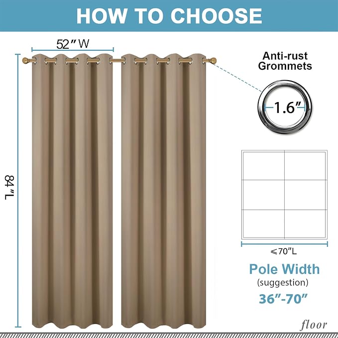 Diraysid Natural Grommet Blackout Curtains - Image 6