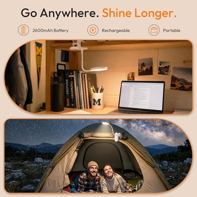 Clip on Light, Stepless Dimmable & 3 Colors Touch Control Clip On Bed Light. - Image 5