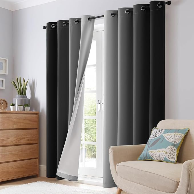 SimpleHome Ombre Black 100% Blackout Bedroom Curtains - Image 8