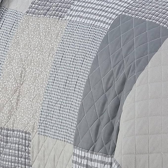 Chezmoi Collection Anderson 3-Piece Printed Patchwork Quilt Set, Lightweight - Image 6