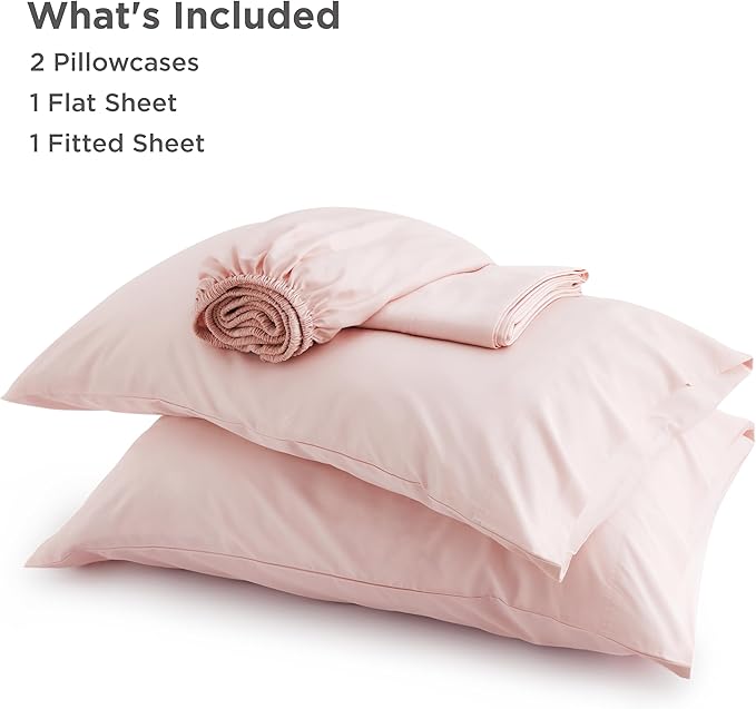 Bedsure King Size Sheets Set, Cooling Sheets for Hot Sleepers, Rayon Derived from Bamboo, Breathable & Soft, Deep Pocket Up to 16 Inches, Hotel Luxury Silky Bedding, Pink