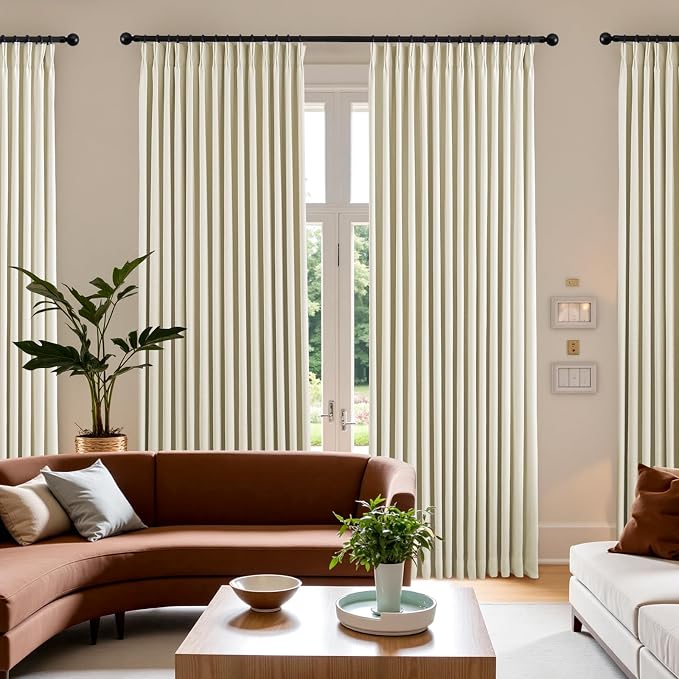 Pinch Pleated Linen Curtains 100% Blackout 90 Inches Long - Image 5