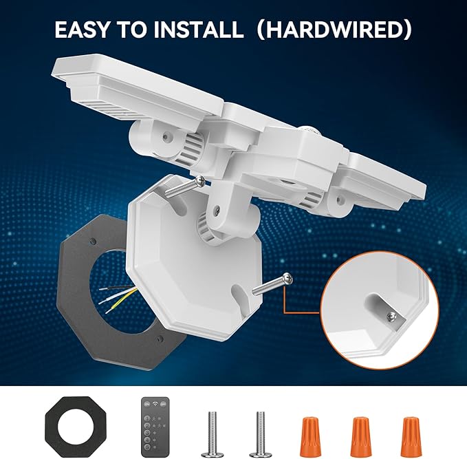 PURICH LED Security Lights Motion Sensor Outdoor Lights, 5000K Daylight, IP65 Waterproof, Dusk to Dawn, 3-Head Motion Detected Flood Light for Garage, Yard, Porch, White