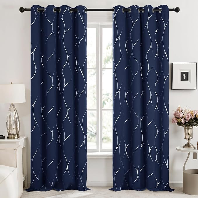 Deconovo Curtains for Living Room, Pattern Blackout Curtains 108 Inch Long | - Image 2
