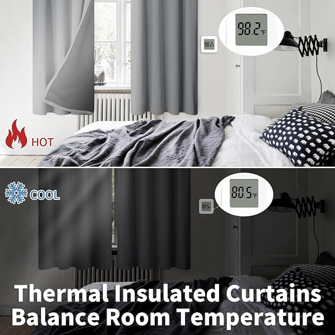 BGment Dove Grey 100% Blackout Curtains - Image 4