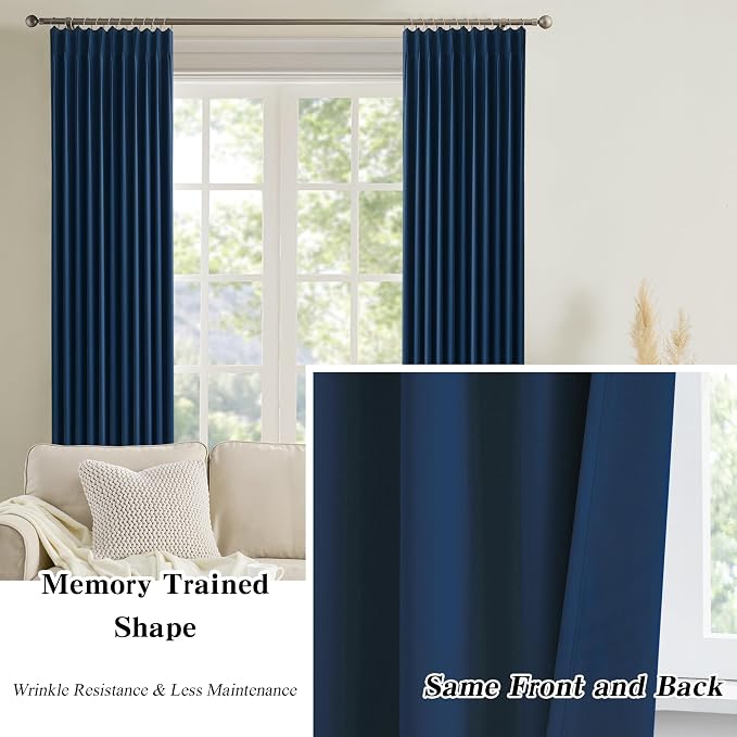 Pinch Pleated Curtains 138 Inches Long 2 Panels Set, Thermal Insulated Blackout - Image 6