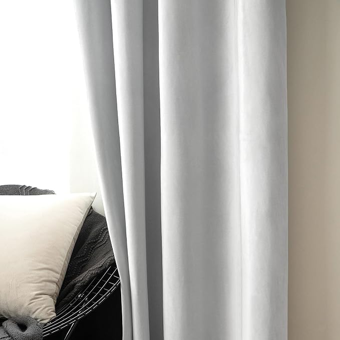 MIULEE Velvet Curtains Greyish White 52 x 108 Inch Length Set of 2 | Extra Long - Image 6