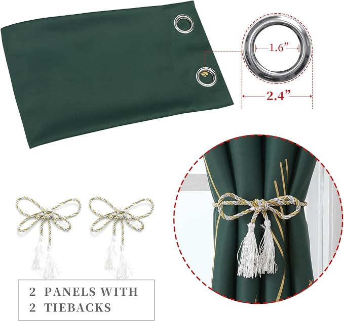 Green Blackout Curtains for Living Room 84 Inch Length 2 Panels Set, Room - Image 4
