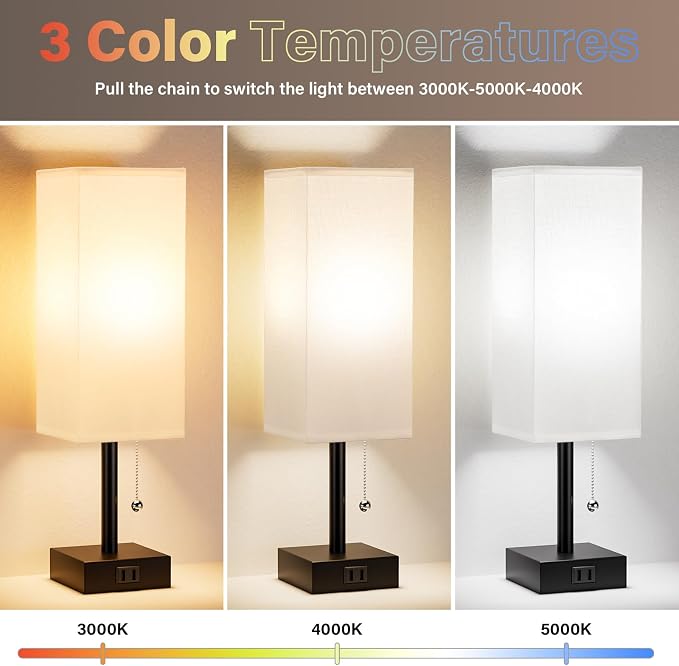 White Bedside Lamps for Bedroom Set of 2 - Image 2
