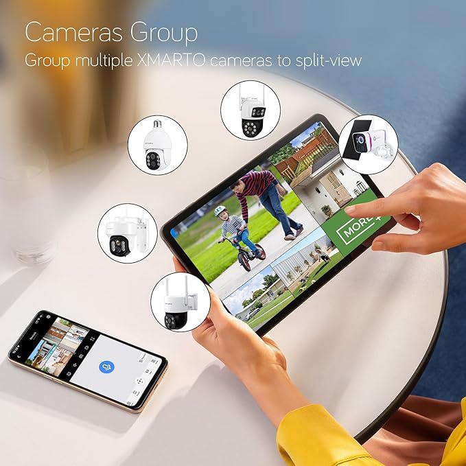 xmartO [WiFi 6 Dual-Lens Camera] 2-in-1 QHD WiFi Home Security Camera with AI Tracking, Pan Tilt Zoom, 5G/ 2.4G Dual Band, Bluetooth Easy Setup (Works Only w WiFi6 NVR, Also Works Standalone)