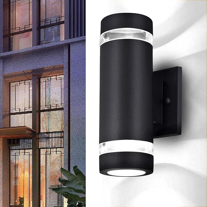 rosykite Outdoor Wall Sconce Lights,Dusk to Dawn Outdoor Exterior Lighting - ETL Listed,Modern Outside Patio Light Fixture Wall Mount Design - Up Down Light Fixture White 6000k for Front Door, Porch