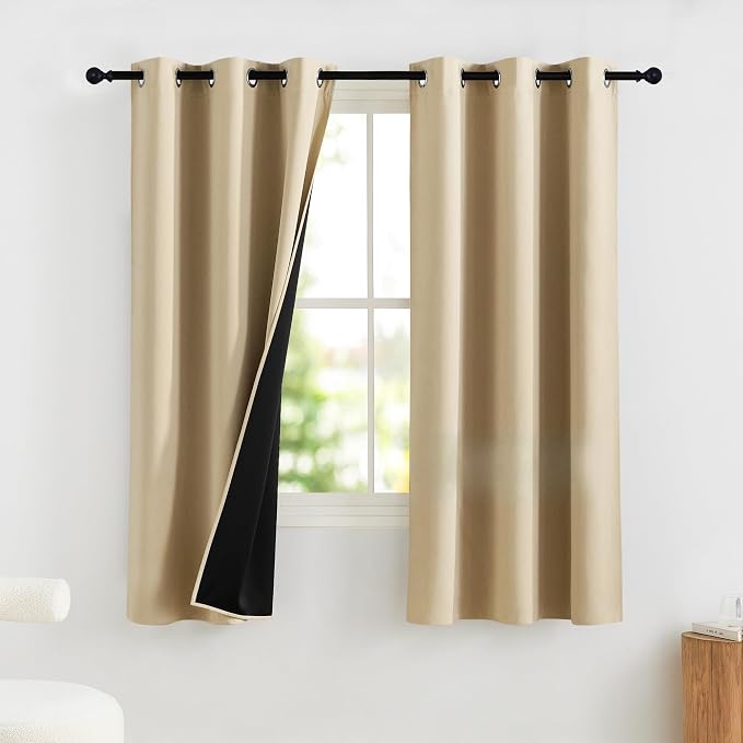 NICETOWN Bedroom Curtains 63 Inches Length, 100% Blackout Drapes Thermal by NICETOWN