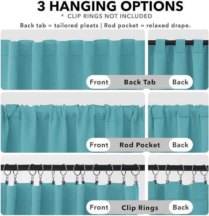 Deconovo Blackout Curtains Back Tab and Rod Pocket Curtains Insulated Thermal - Image 2
