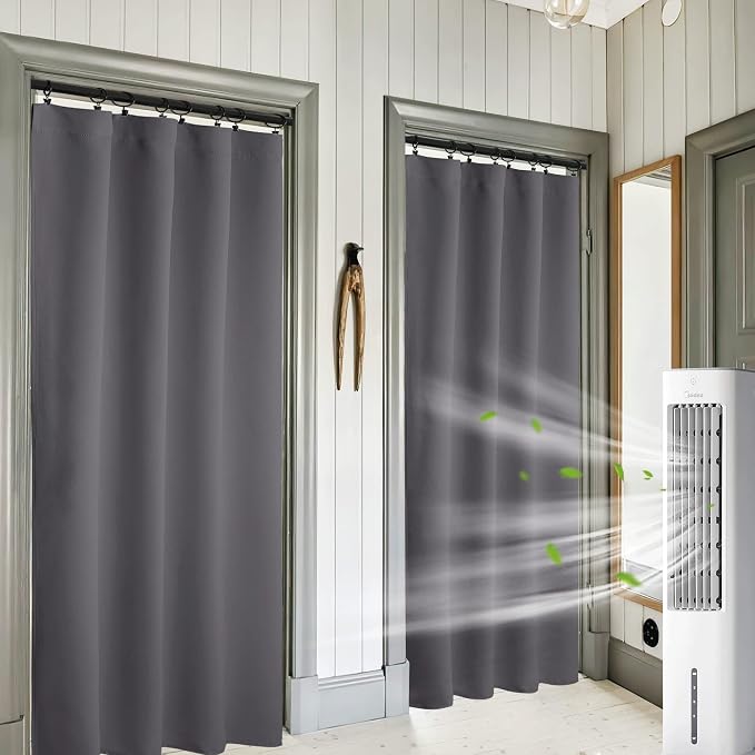RYB HOME 2 Panels Blackout Doorway Curtains | Thermal Insulated, Rod Pocket by RYBHOME