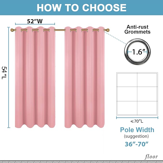 Diraysid Pink Grommet Blackout Curtains - Image 5