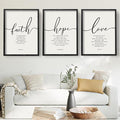 Houmury 3PCS Framed Faith Hope Love Bible Verses Wall Art Farmhouse Religious by Houmury