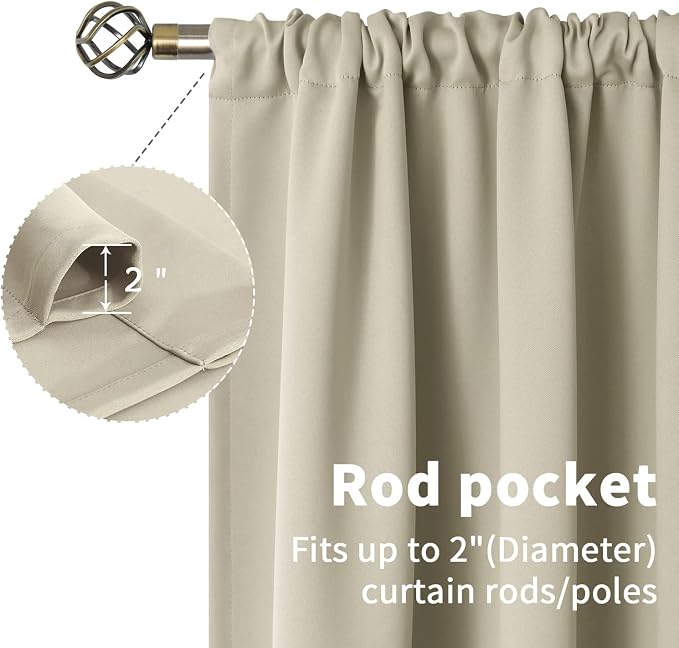 BGment Camel Small Blackout Curtains 30 Inch Length - Image 4