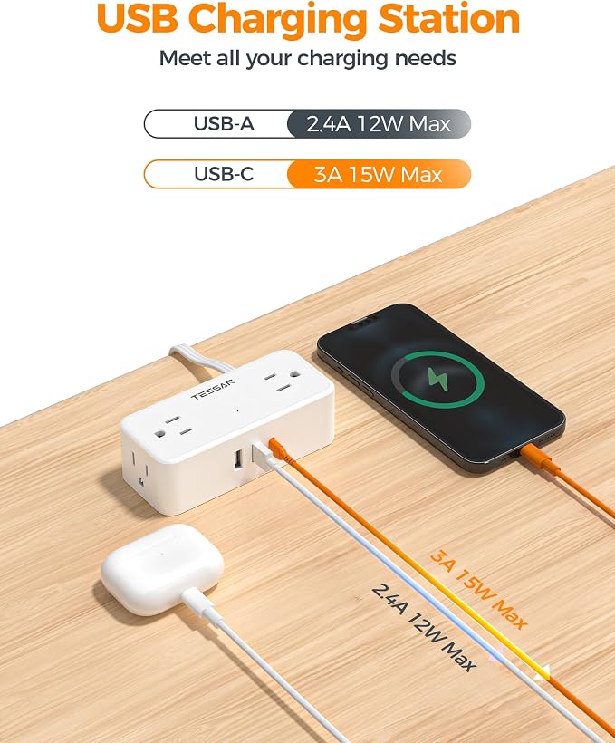 TESSAN Extension Cord 5 FT, Power Strip - Image 5