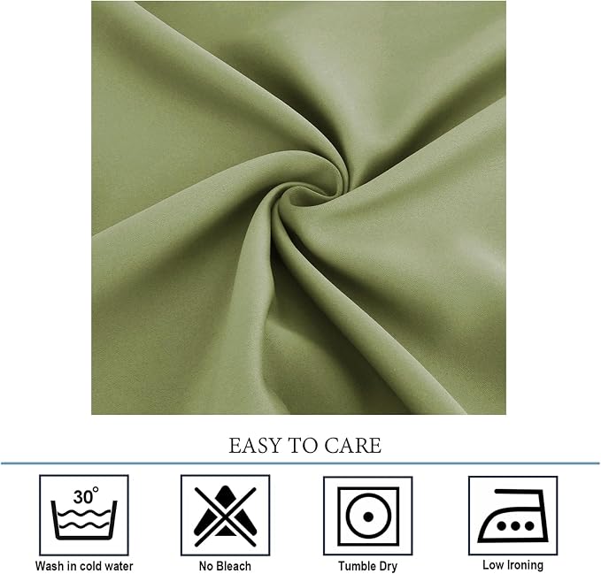 Diraysid Sage Green Grommet Blackout Curtains - Image 4