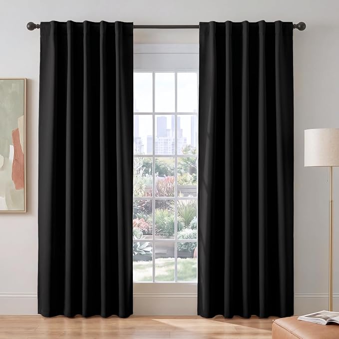 PONY DANCE Blackout 80 inch Length Curtains 2 Panels Set, Temporary Room by PONYDANCE
