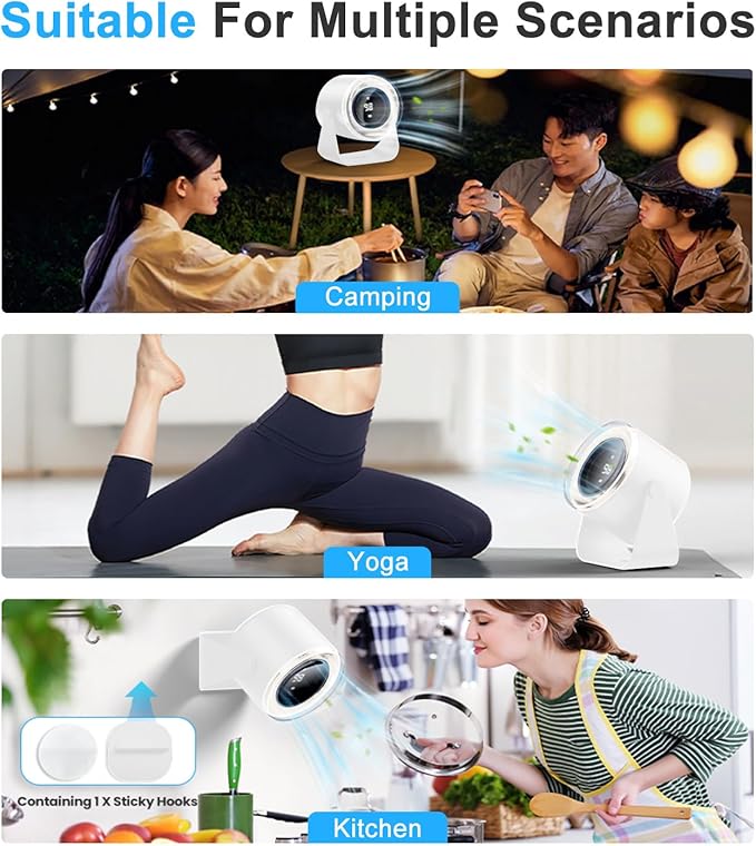 DURBESTER Small Desk Fan, 28dB Ultra-Quiet Desktop Air Circulator with 115° Adjustable Tilt, 100 Speeds, Rechargeable Battery, USB-Powered, Portable for Bedroom, Office, Kitchen, Travel -White