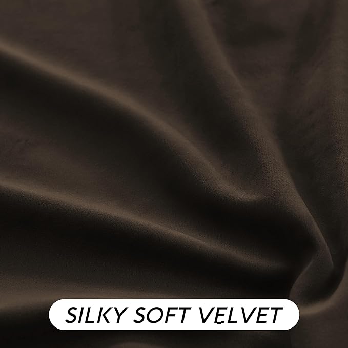 RYB HOME Brown Velvet Curtains for Bedroom Living Room | Thermal Insulated - Image 4