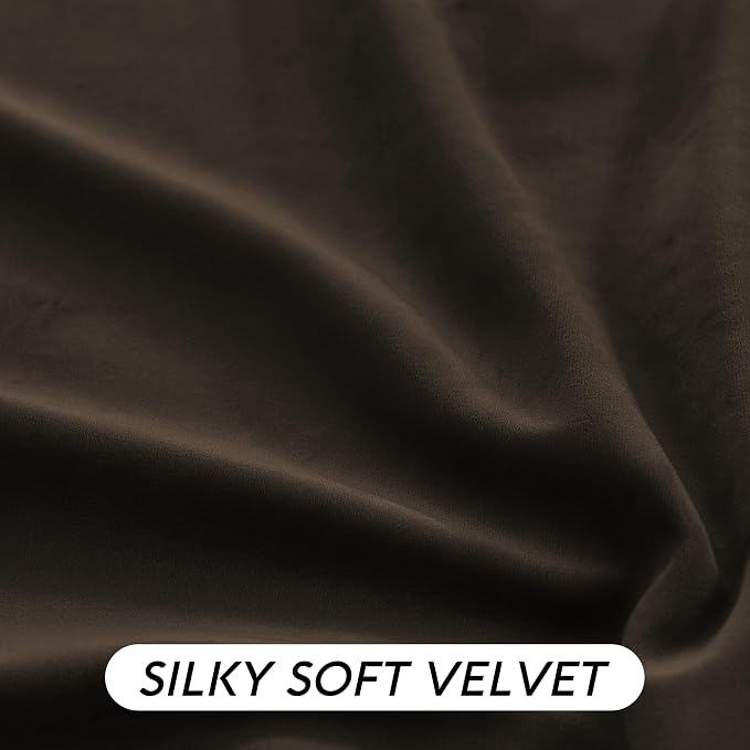 RYB HOME Brown Velvet Curtains for Bedroom Living Room | Thermal Insulated - Image 5