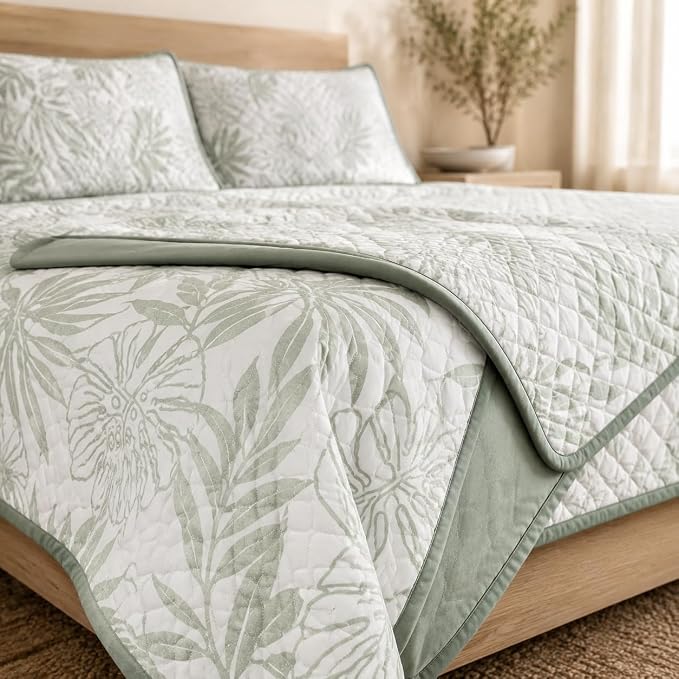 Twin/Twin XL Quilt Set-2 Pieces Soft Bedding Floral Reversible Coverlet | All - Image 3
