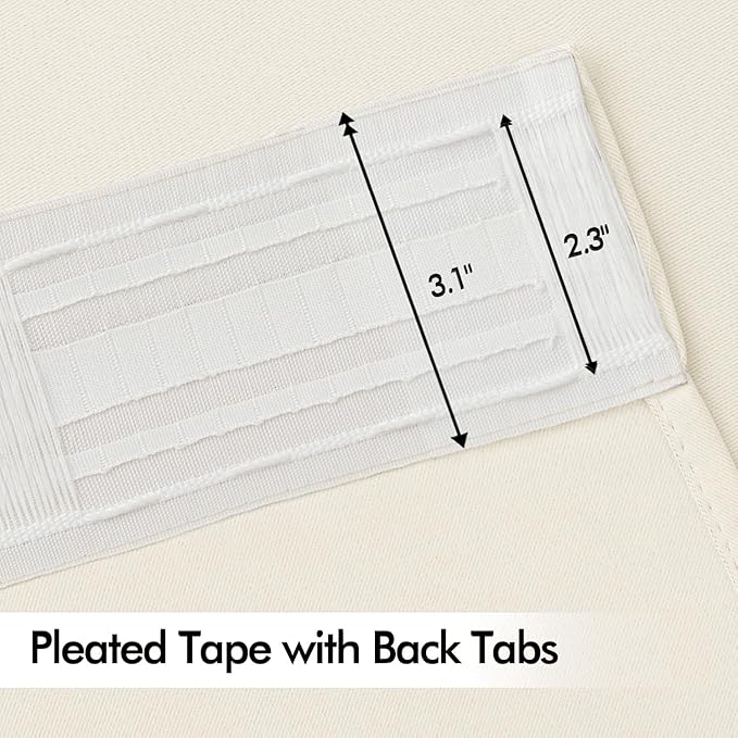 MIULEE Birch Back Tab Blackout Curtains 52x120 Inch Long 2 Panels Set | Rod - Image 4