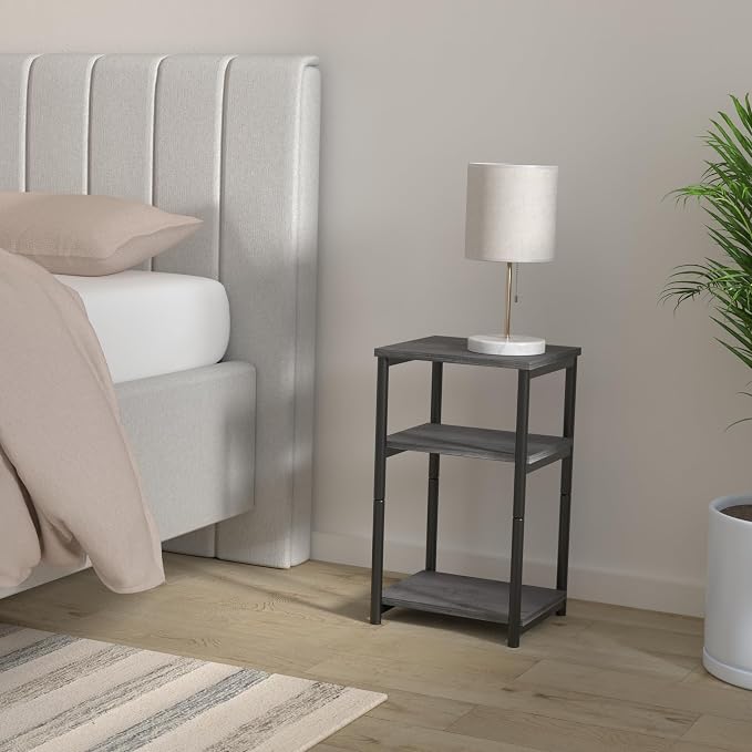 VASAGLE Side Table, Small End Table, Tall Nightstand, Steel Frame | - Image 2