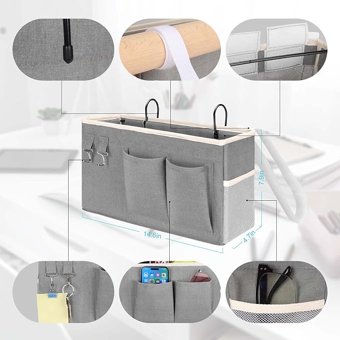 Kanrichu 1pcs Bedside Caddy Hanging Storage Bag, Organizer Baskets - Image 2