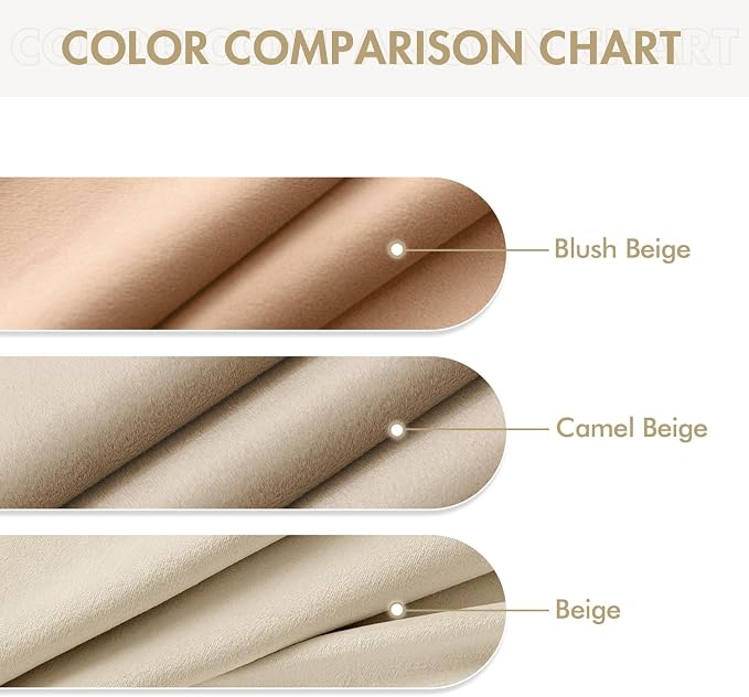 MIULEE Velvet Curtains Blush Beige 52 x 108 Inch Length Set of 2 | Extra Long - Image 6