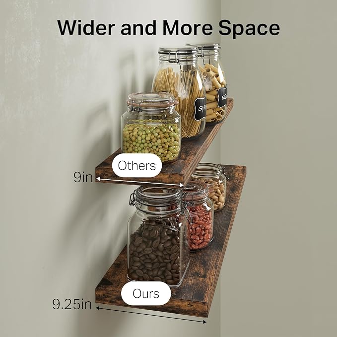 BAYKA Rustic Brown Floating Shelves 35.4in, Wall Mount Wood Shelf | Easy Install - Image 6