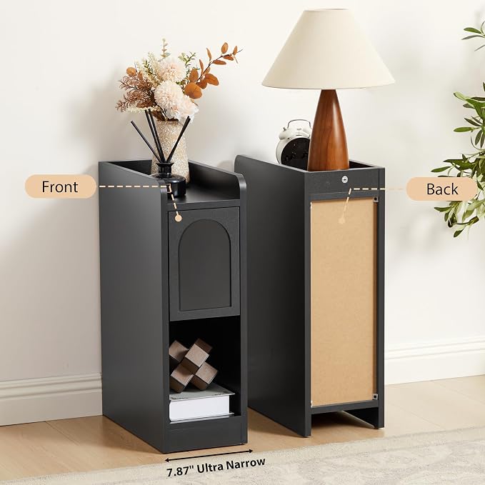 Narrow Nightstands Set of 2, Slim Bedside Tables - Image 6