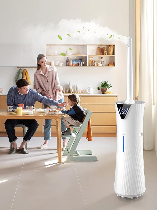 MONISEN 17L/4.5Gal Humidifier Large Room, Smart Quiet Ultrasonic Cool Mist Humidifiers for Bedroom, Covers 2000ft², 56H Runtime, 24H Timer, 3 Mist Modes Humidifiers for Home, Office, Plants, White