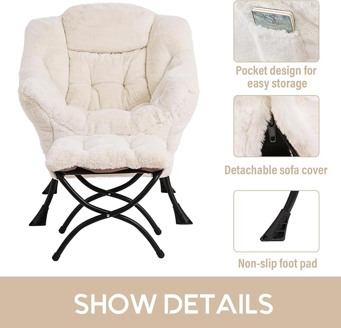 Lazy Chair with Ottoman, Comfy Accent Reading Chair - Image 6