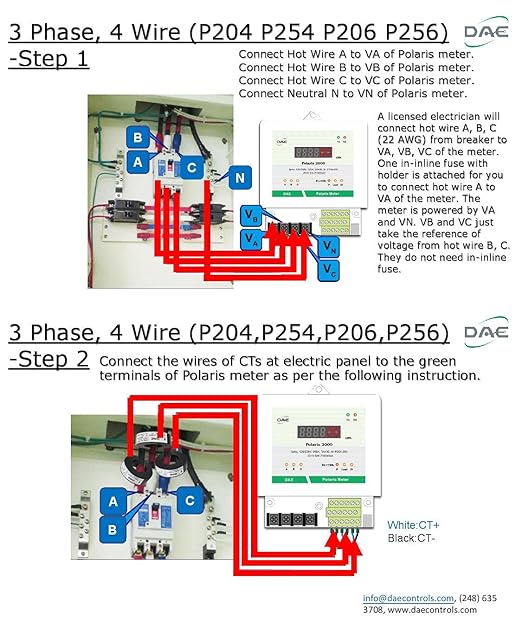 DAE P254-3000 KIT, UL 3000A kWh meter3 Phase 120-480V 50/60Hz RS485, 3 Split CTs (3", 5" Inner Dimension)