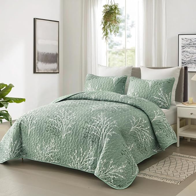 DJY Sage Green Quilt Set Twin Size - Image 2
