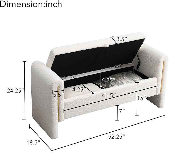 Modern Teddy Fabric Bed End Bench - Image 2
