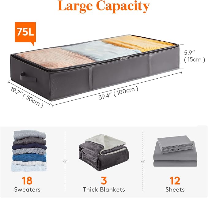 Lifewit Under Bed Storage Containers 4 Pack, Large Capacity Blanket Storage Bags - Image 2