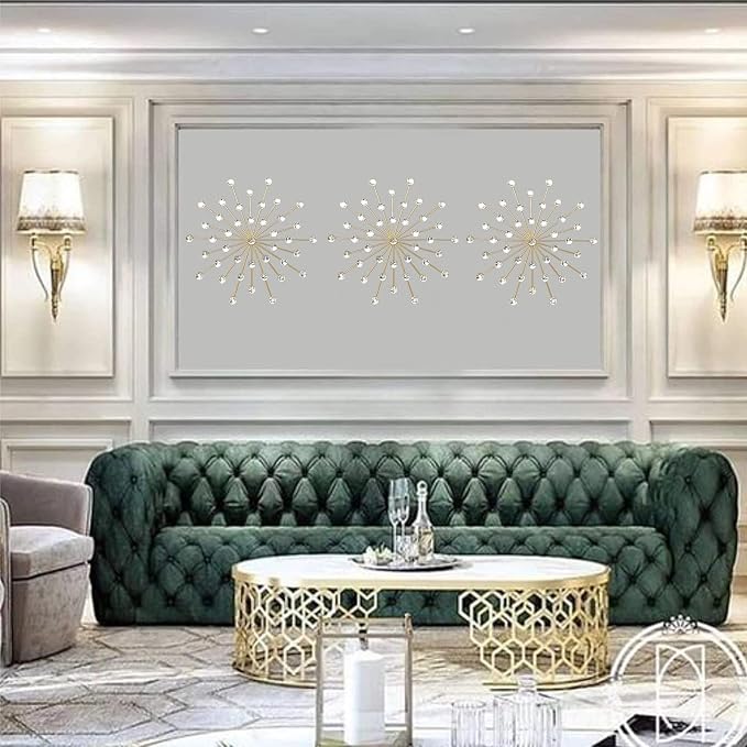 ZEXUIRU 3 Set Gold Starburst Wall Art - Image 3