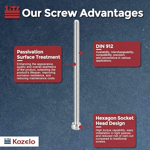 Kozelo 25pcs Socket Head Cap Screws - [M4-0.7 x 80mm] 304 Stainless Steel Allen Socket Drive for Electrical Motor 3D Printing Fan Engine Replacement Use, Silver