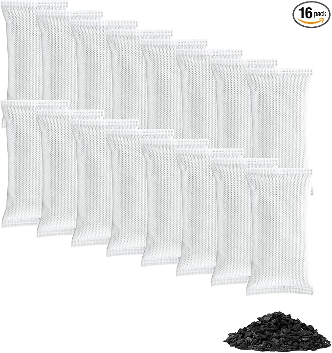 KaiCarnte 16 Pack Shoe Deodorizer Bags,Activated Charcoal Odor Absorber,Closet Deodorizer Odor Eliminator For Strong Odor,Shoe Smell Remover