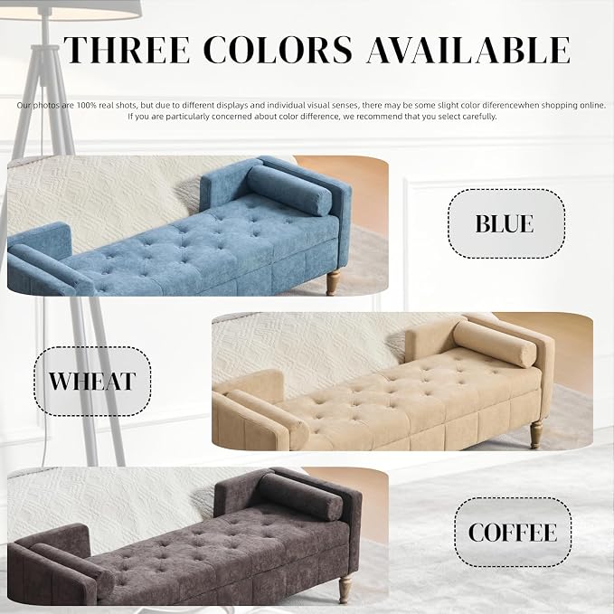 Aoiy & Wifon 64.57" W End of Bed Bench King Size, Upholstered Large Storage - Image 7