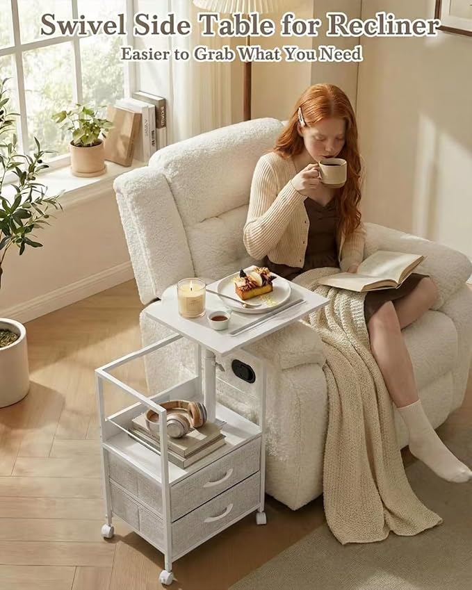 Faesun Swivel Lift Top Nightstand - Image 5