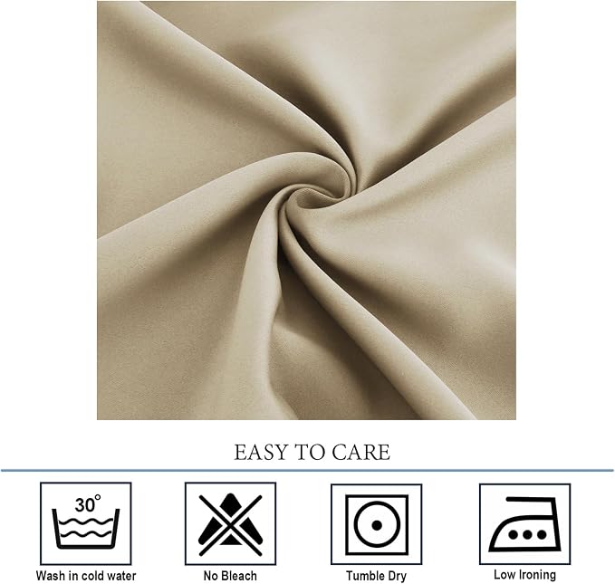 Diraysid Beige Grommet Blackout Curtains - Image 7