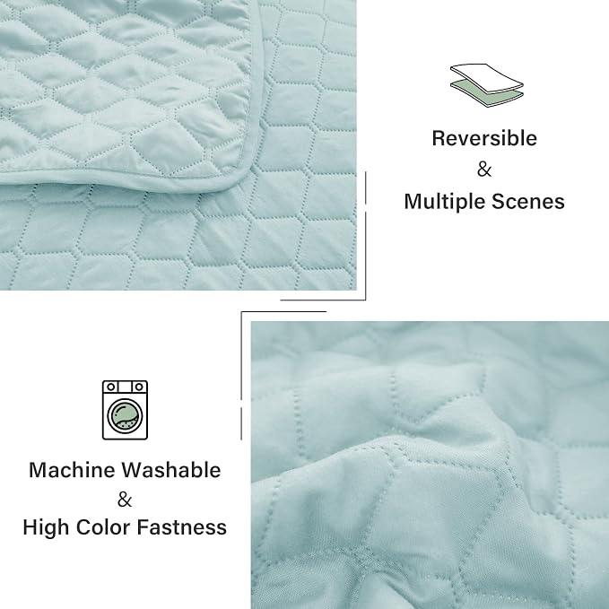 Exclusivo Mezcla Reversible Full Queen Quilt Bedding Set, Light Blue | - Image 6