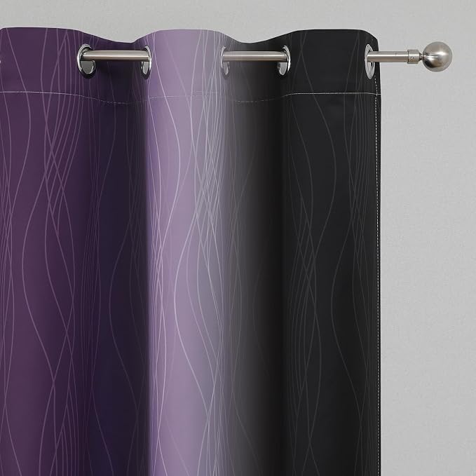 Black and Purple Ombre Blackout Curtains 72 Inch Length | Room Darkening - Image 4